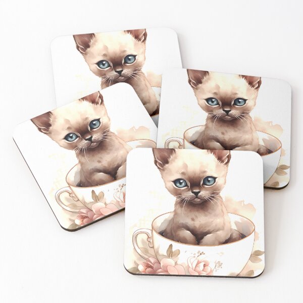 Item preview, Burmese Cat Clipart, Cat in Tea Cup, Floral Teacup Art, Kitty in Mug, Garden Cat, Tea Time Cat, Rosy Teacup, Cat Garden Art designed and sold by CoolorPainting.