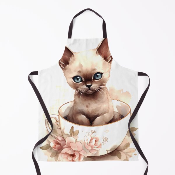 Item preview, Burmese Cat Clipart, Cat in Tea Cup, Floral Teacup Art, Kitty in Mug, Garden Cat, Tea Time Cat, Rosy Teacup, Cat Garden Art designed and sold by CoolorPainting.