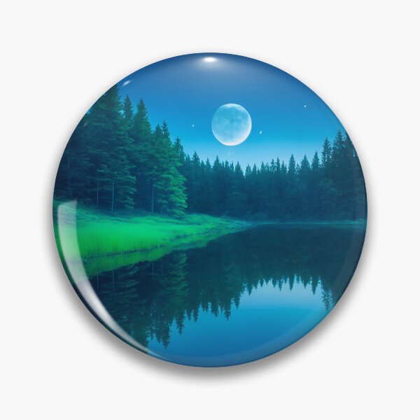 Item preview, Moonlit Forest Landscapes With the Moon's Reflection Shimmering on a Calm Forest Pond or Lake, Ai Generated Art designed and sold by AiGens.