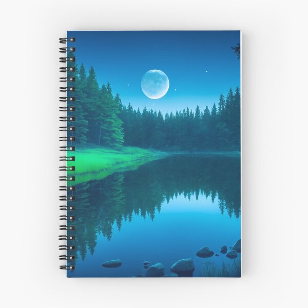 Item preview, Moonlit Forest Landscapes With the Moon's Reflection Shimmering on a Calm Forest Pond or Lake, Ai Generated Art designed and sold by AiGens.