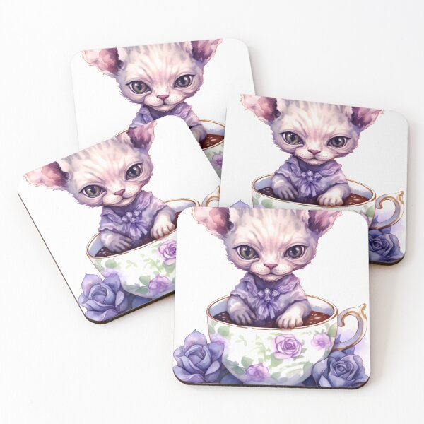 Item preview, Devon Rex Cat Clipart, Cat in Tea Cup, Floral Teacup Art, Kitty in Mug, Garden Cat, Tea Time Cat, Rosy Teacup, Cat Garden Art designed and sold by CoolorPainting.