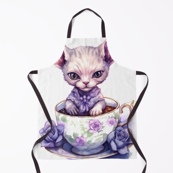 Item preview, Devon Rex Cat Clipart, Cat in Tea Cup, Floral Teacup Art, Kitty in Mug, Garden Cat, Tea Time Cat, Rosy Teacup, Cat Garden Art designed and sold by CoolorPainting.