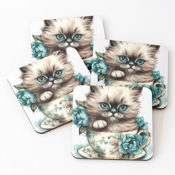 Item preview, Himalayan Cat Clipart, Cat in Tea Cup, Floral Teacup Art, Kitty in Mug, Garden Cat, Tea Time Cat, Rosy Teacup, Cat Garden Art designed and sold by CoolorPainting.