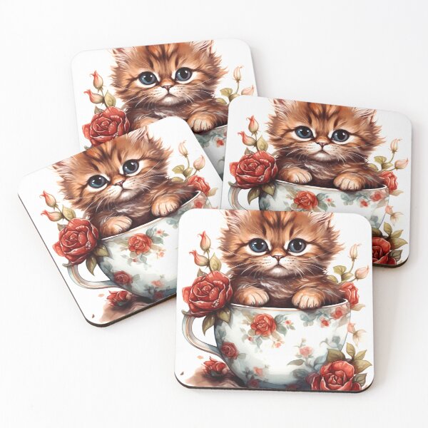 Item preview, Maine Coon Cat Clipart, Cat in Tea Cup, Floral Teacup Art, Kitty in Mug, Garden Cat, Tea Time Cat, Rosy Teacup, Cat Garden Art designed and sold by CoolorPainting.