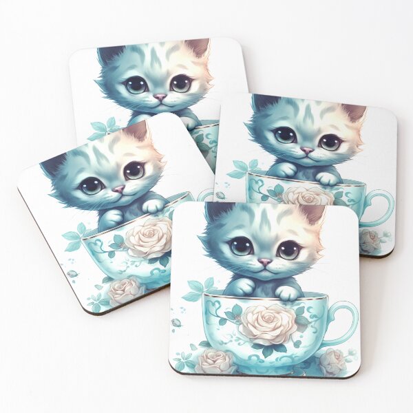 Item preview, Manx Cat Clipart, Cat in Tea Cup, Floral Teacup Art, Kitty in Mug, Garden Cat, Tea Time Cat, Rosy Teacup, Cat Garden Art designed and sold by CoolorPainting.