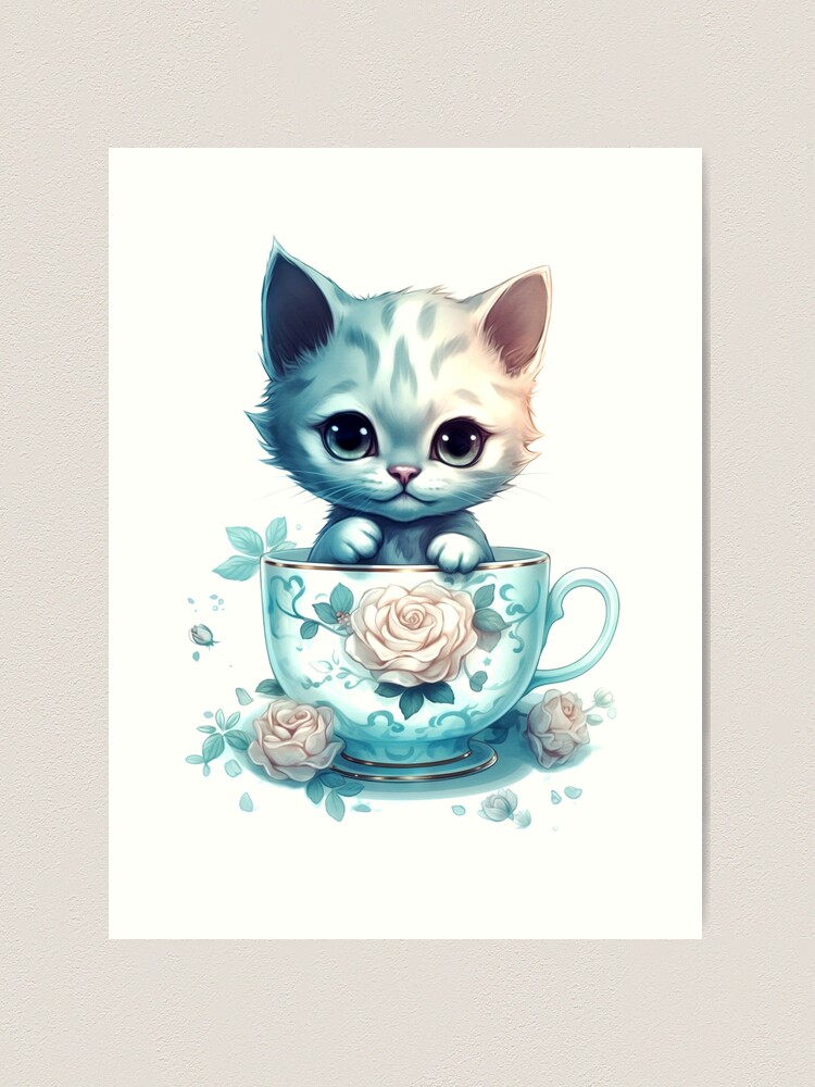 Cute Cat In Coffee Cup Clipart 3 By Mulew Art