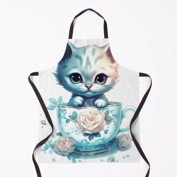 Item preview, Manx Cat Clipart, Cat in Tea Cup, Floral Teacup Art, Kitty in Mug, Garden Cat, Tea Time Cat, Rosy Teacup, Cat Garden Art designed and sold by CoolorPainting.