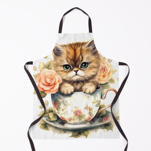 Item preview, Persian Cat Clipart, Cat in Tea Cup, Floral Teacup Art, Kitty in Mug, Garden Cat, Tea Time Cat, Rosy Teacup, Cat Garden Art designed and sold by CoolorPainting.