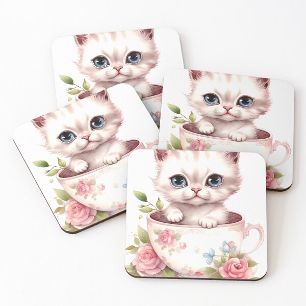 Item preview, Ragdoll Cat Clipart, Cat in Tea Cup, Floral Teacup Art, Kitty in Mug, Garden Cat, Tea Time Cat, Rosy Teacup, Cat Garden Art designed and sold by CoolorPainting.