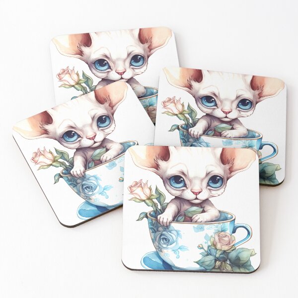Item preview, Sphynx Cat Clipart, Cat in Tea Cup, Floral Teacup Art, Kitty in Mug, Garden Cat, Tea Time Cat, Rosy Teacup, Cat Garden Art designed and sold by CoolorPainting.