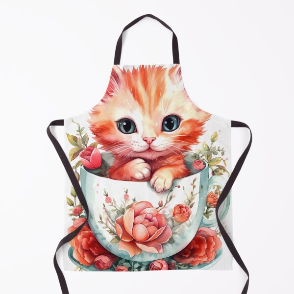Item preview, Turkish Angora Cat Clipart, Cat in Tea Cup, Floral Teacup Art, Kitty in Mug, Garden Cat, Tea Time Cat, Rosy Teacup, Cat Garden Art designed and sold by CoolorPainting.
