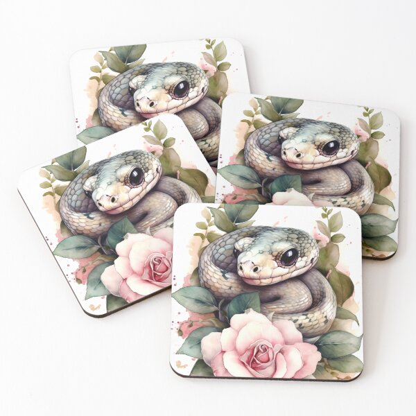 Item preview, African Rock Python Animal Clipart, Savannah Animal in Roses, Floral Fauna Art, Animal in Roses, Flower Beast, Wild in Bloom, Watercolor designed and sold by CoolorPainting.