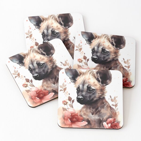 Item preview, African Wild Dog Animal Clipart, Savannah Animal in Roses, Floral Fauna Art, Animal in Roses, Flower Beast, Wild in Bloom, Watercolor designed and sold by CoolorPainting.