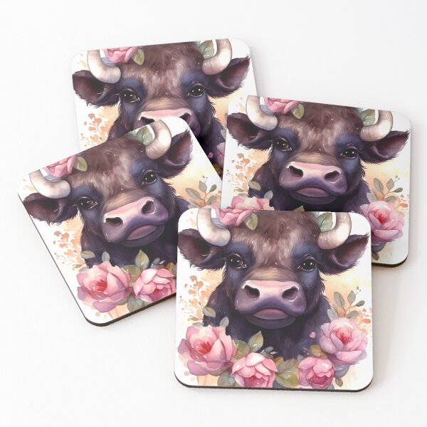 Item preview, Cape Buffalo Animal Clipart, Savannah Animal in Roses, Floral Fauna Art, Animal in Roses, Flower Beast, Wild in Bloom, Watercolor Graphic designed and sold by CoolorPainting.