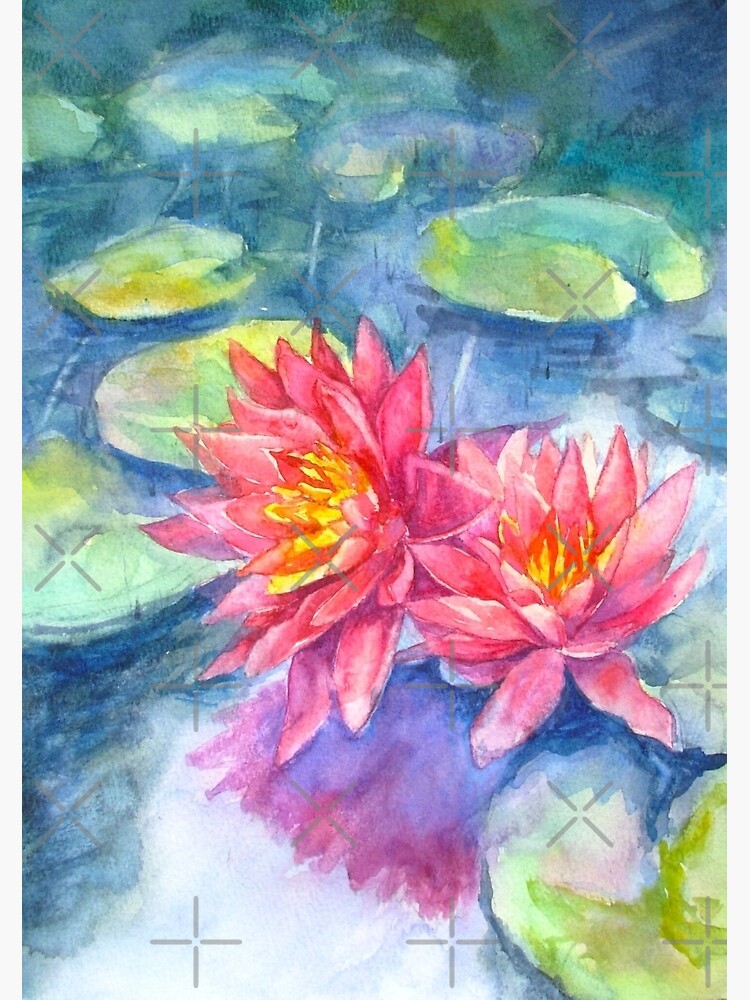 WATER-LILIES FLORAL ORIGINAL WATERCOLOR PAINTING 2023, Water Lilies Claude  Monet Fine Art, Monet Water Lilies, Claude Monet Water Lilies | Canvas