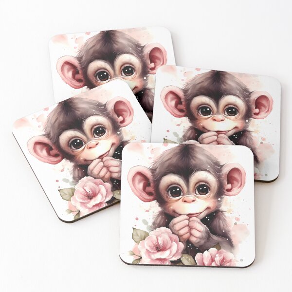 Item preview, Chimpanzee Animal Clipart, Savannah Animal in Roses, Floral Fauna Art, Animal in Roses, Flower Beast, Wild in Bloom, Watercolor Graphic designed and sold by CoolorPainting.