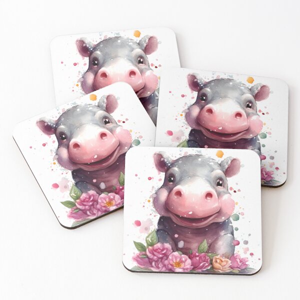 Item preview, Hippopotamus Animal Clipart, Savannah Animal in Roses, Floral Fauna Art, Animal in Roses, Flower Beast, Wild in Bloom, Watercolor Graphic designed and sold by CoolorPainting.