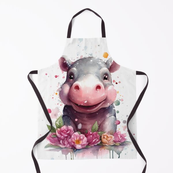 Artikelvorschau, Hippopotamus Animal Clipart, Savannah Animal in Roses, Floral Fauna Art, Animal in Roses, Flower Beast, Wild in Bloom, Watercolor Graphic entworfen und verkauft von CoolorPainting.