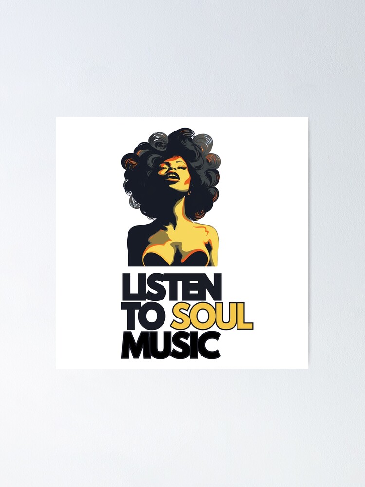 Listen to soul music' street art print of a disco funk soul