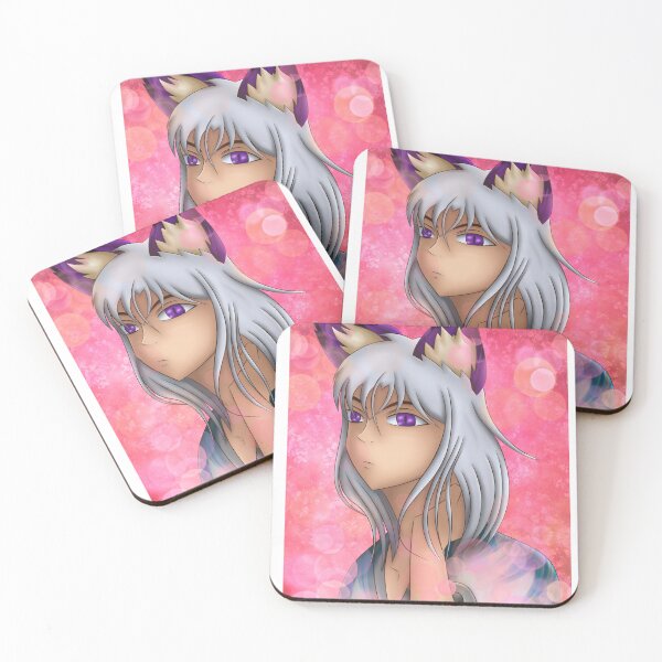Item preview, Anime Fox Man Purple Eyes White Hair Pink Background designed and sold by RoronoaRica.