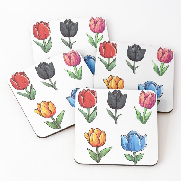 Item preview, Tulips flower sticker pack - Multicolored flower sticker pack designed and sold by StickerForDays.