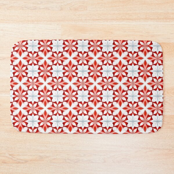 Item preview, Geometric flower pattern in red and white designed and sold by DreamscapePixel.