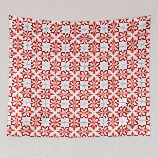 Item preview, Geometric flower pattern in red and white designed and sold by DreamscapePixel.