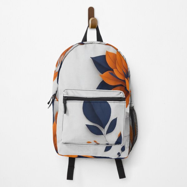 Item preview, Navy black and orange flower designs #2 designed and sold by thirtydesignco.