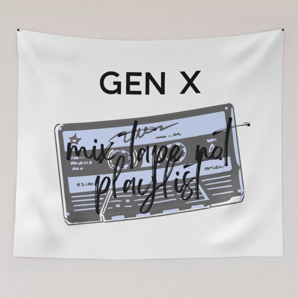 Item preview, gen x mixtape not playlist text graphic v1a white background designed and sold by fishpressink.