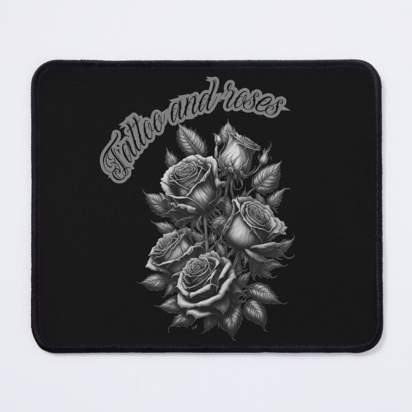 Item preview, Tattoo and roses: Classic tattoo-style black and white rose design with all kinds of realistic details designed and sold by MonstersVariety.