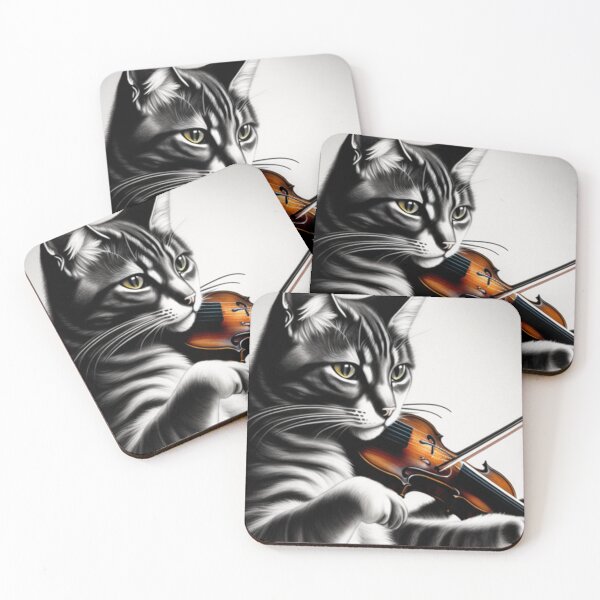 Item preview, cat playing violin 2 designed and sold by Nenewyes.