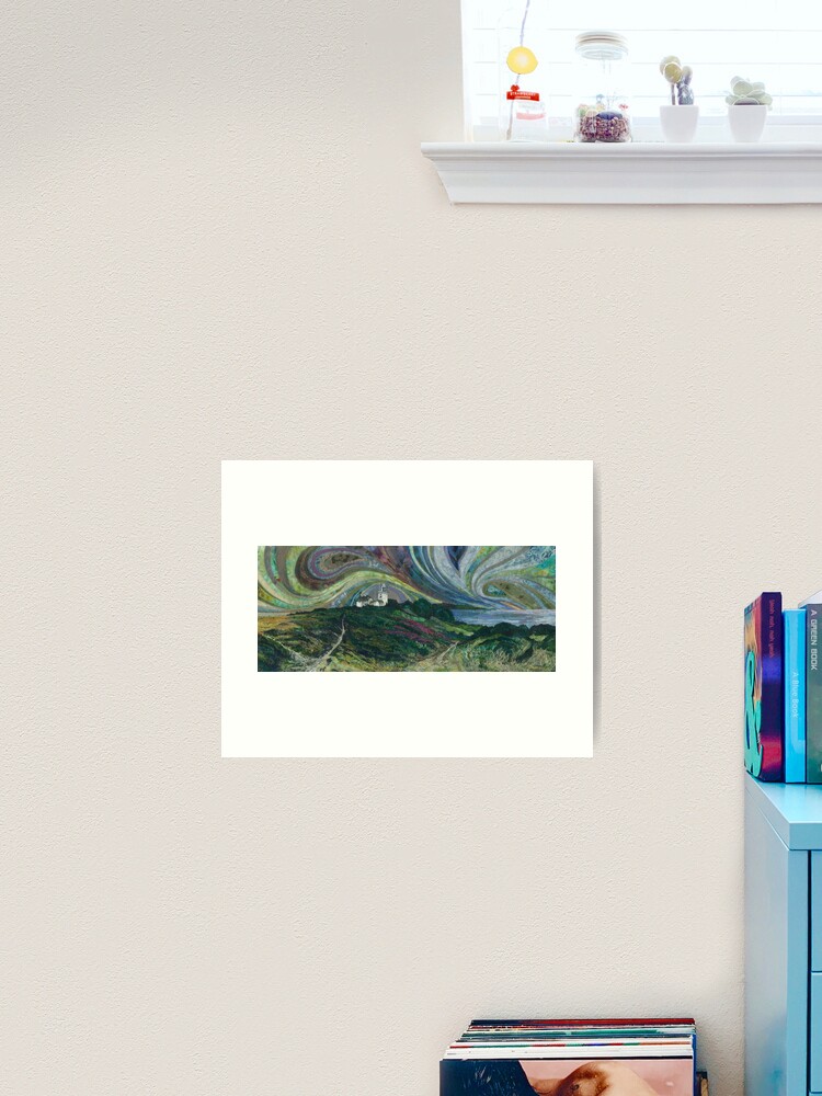 Aperçu 2 sur 3. Impression artistique avec l'œuvre Clifftop Walk - Overstrand à Cromer, Broderie Norfolk - Art textile créée et vendue par RWTextileArt.