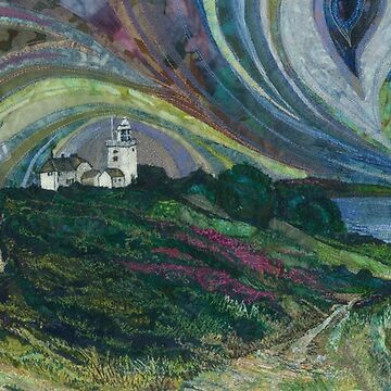 Aperçu de l'œuvre Clifftop Walk - Overstrand à Cromer, Broderie Norfolk - Art textile de RWTextileArt