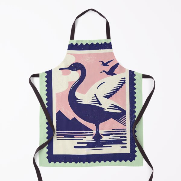 Artikelvorschau, Swan Lake Retro Poster Enchanting Navy & Pink Bird entworfen und verkauft von PinkNomad.