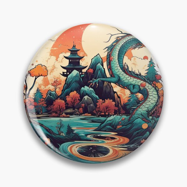 Artikelvorschau, Art Majestic Landscape Painting - Fire-Breathing Dragon and Scenic Mountains on entworfen und verkauft von DooodleGod.