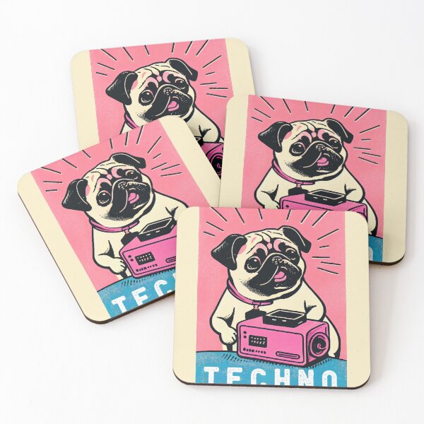 Item preview, Techno Retro Pug Art Print Living Room designed and sold by PinkNomad.