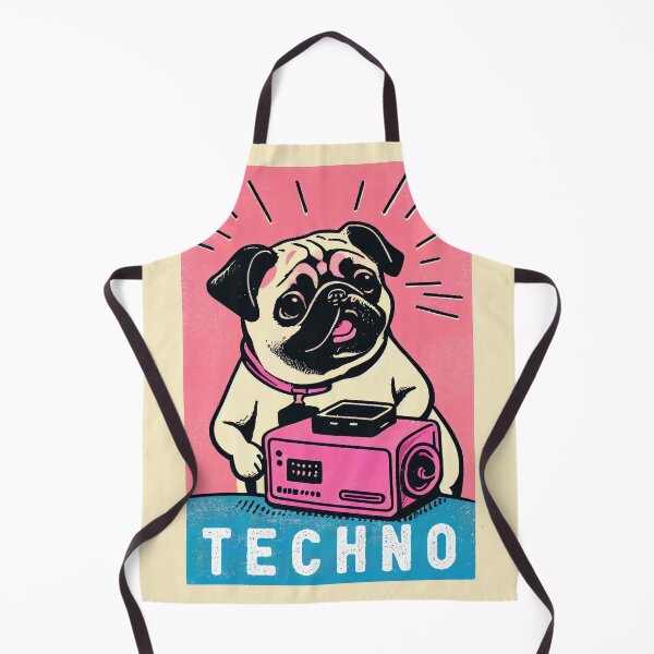 Item preview, Techno Retro Pug Art Print Living Room designed and sold by PinkNomad.