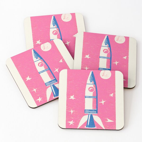Artikelvorschau, The Pink Space Rocket Retro Poster An Adventurous Journey entworfen und verkauft von PinkNomad.