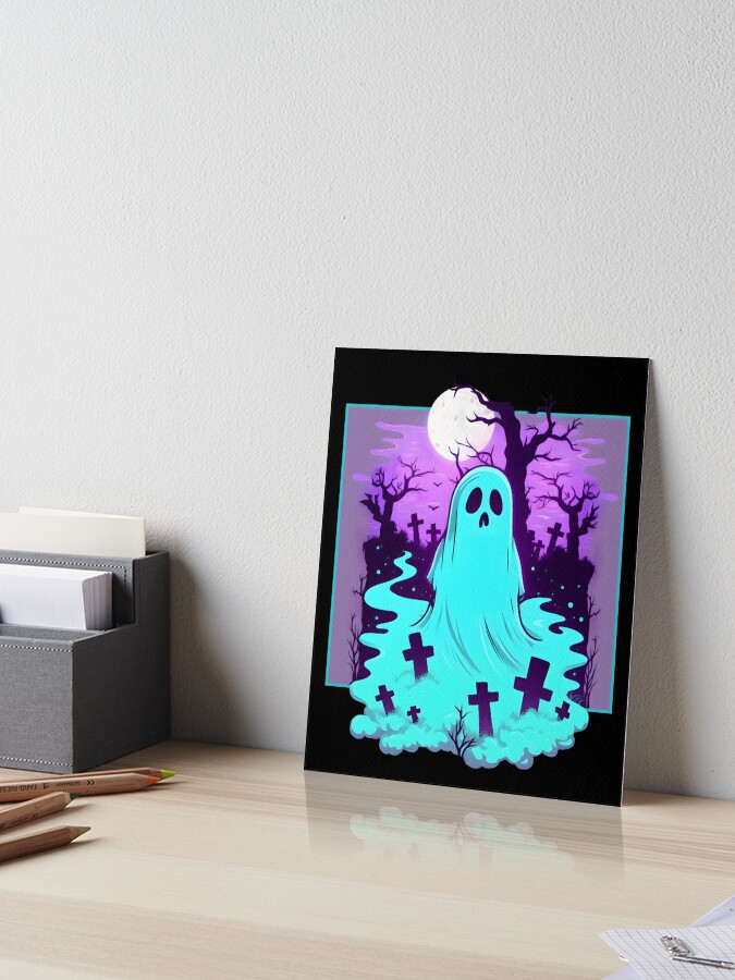 Cute Ghost Painting 4x4 for Pastel Goth and Whimsigoth Decor, Halloween  Mini Canvas Art 