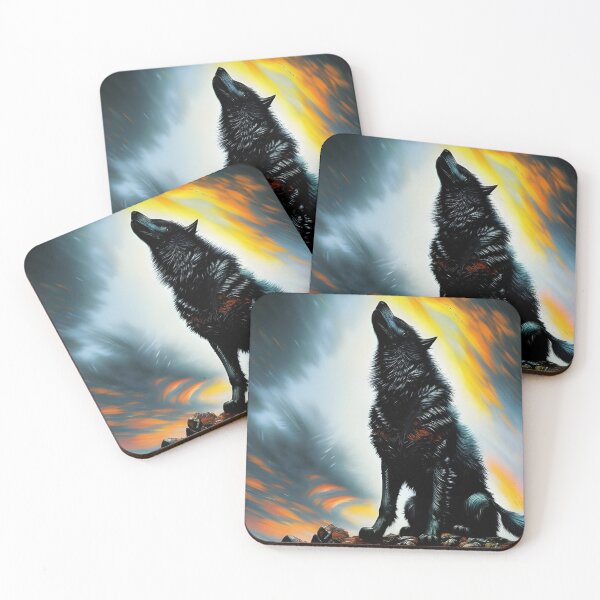 Item preview, Black Wolf against Dramatic Sky, impasto, Ai Generated Art  designed and sold by ACC .
