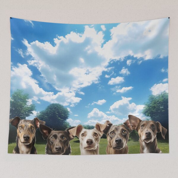 Item preview, Five curious funny dogs looking peeping staring peeking standing on in inside out of through window view designed and sold by zand-n-zive.