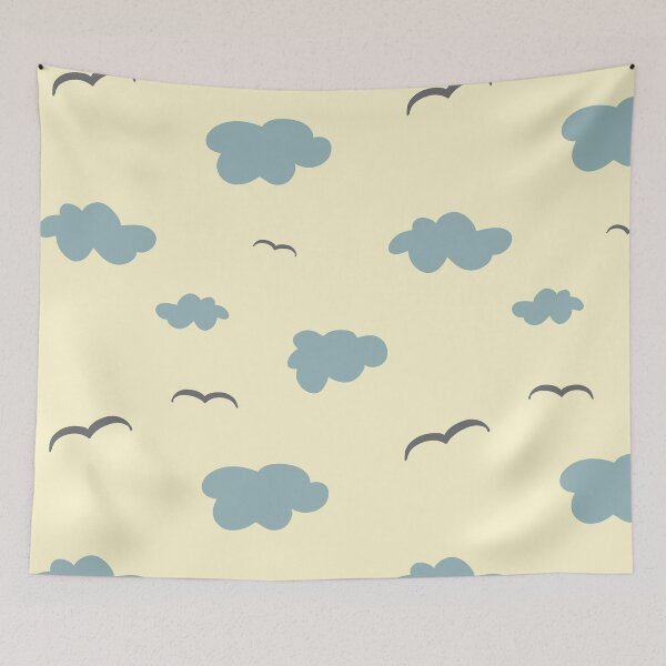 Item preview, Cloud bird sky simple beige seamless pattern  designed and sold by Yana Mustafina | Boho Soulful Designs.