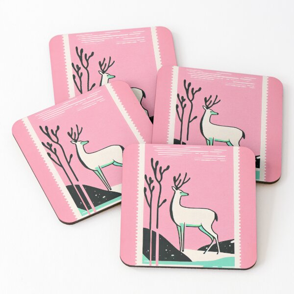 Item preview, Winter Wonderland Retro Poster Nordic Deer Art designed and sold by PinkNomad.