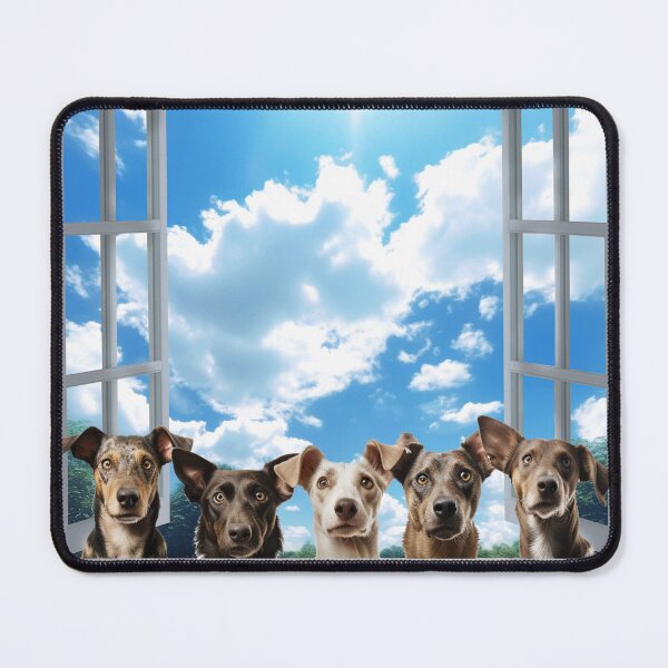 Item preview, Five curious funny dogs looking peeping staring peeking standing on in inside out of through window view designed and sold by zand-n-zive.