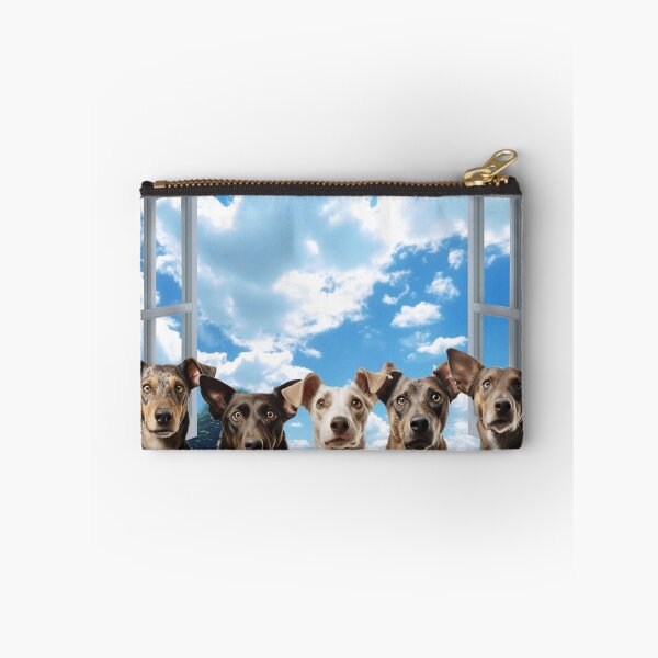 Item preview, Five curious funny dogs looking peeping staring peeking standing on in inside out of through window view designed and sold by zand-n-zive.