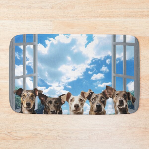 Item preview, Five curious funny dogs looking peeping staring peeking standing on in inside out of through window view designed and sold by zand-n-zive.