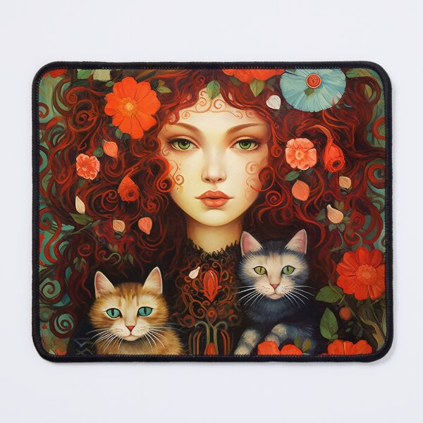 Item preview, Red Head woman and kitty 1 designed and sold by Red Witch Art.