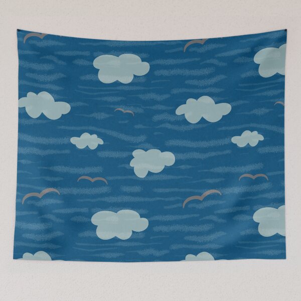 Item preview, Cloud bird sky wave simple seamless pattern  designed and sold by Yana Mustafina | Boho Soulful Designs.