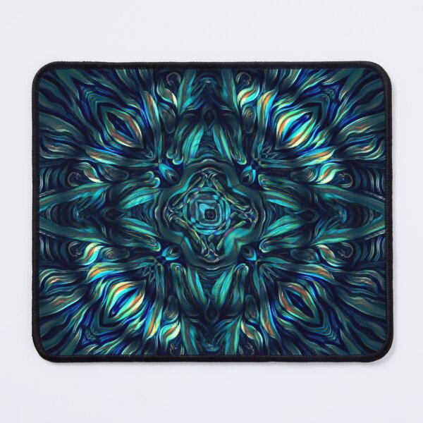 Item preview, cross shaped blue and green concentric circular zigzag wave patterns designed and sold by mister-john.