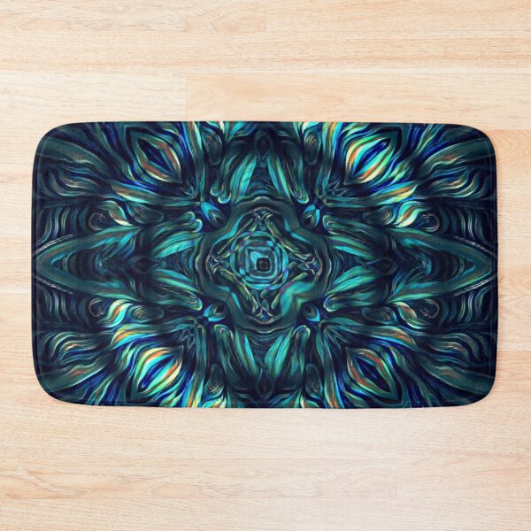 Item preview, cross shaped blue and green concentric circular zigzag wave patterns designed and sold by mister-john.